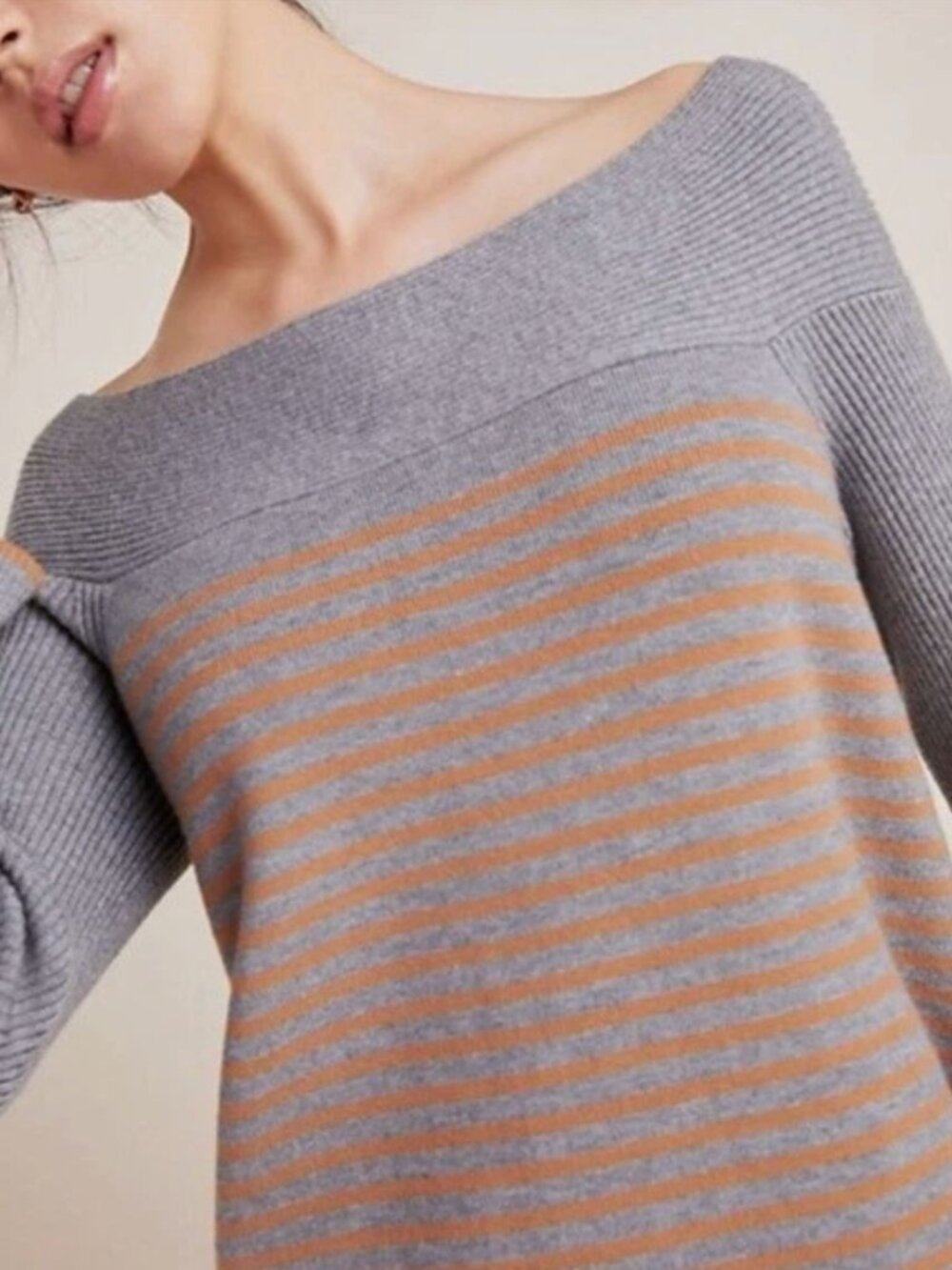 NWT Anthropologie Elise Ribbed Tunic Striped Women's Sweater Boho Fall $120 XS